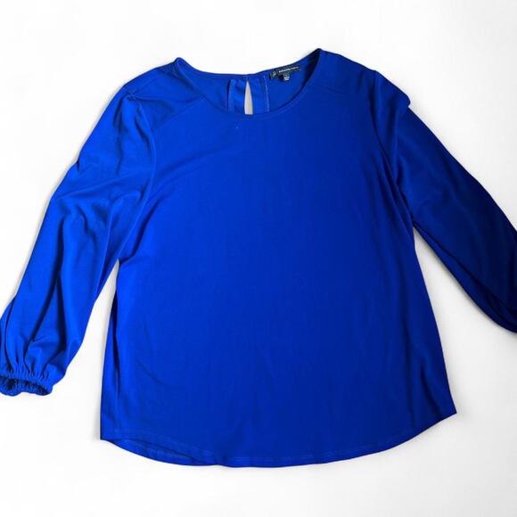 Navy Blue Adrianna Papell long sleeve Large blouse EUC - Picture 1 of 3